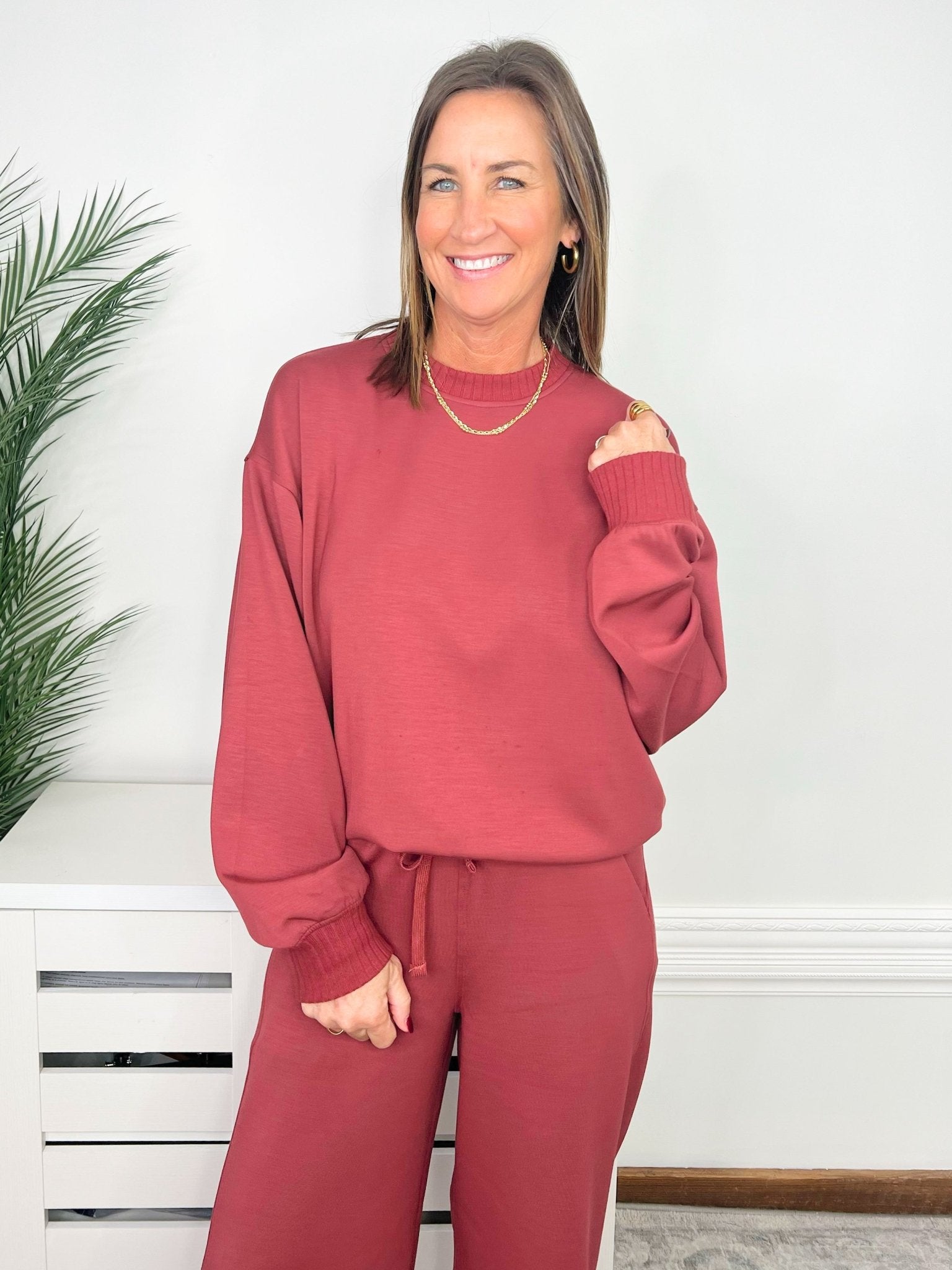 Merlot Must-Have Modal Crew Neck Sweatshirt - Jessi Jayne Boutique