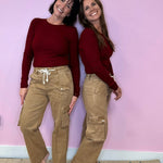Alexia Cocoa High Rise Ankle Cargo Jeans (Risen) - Jessi Jayne Boutique