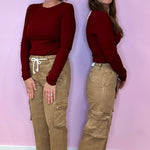 Alexia Cocoa High Rise Ankle Cargo Jeans (Risen) - Jessi Jayne Boutique