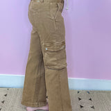 Alexia Cocoa High Rise Ankle Cargo Jeans (Risen) - Jessi Jayne Boutique