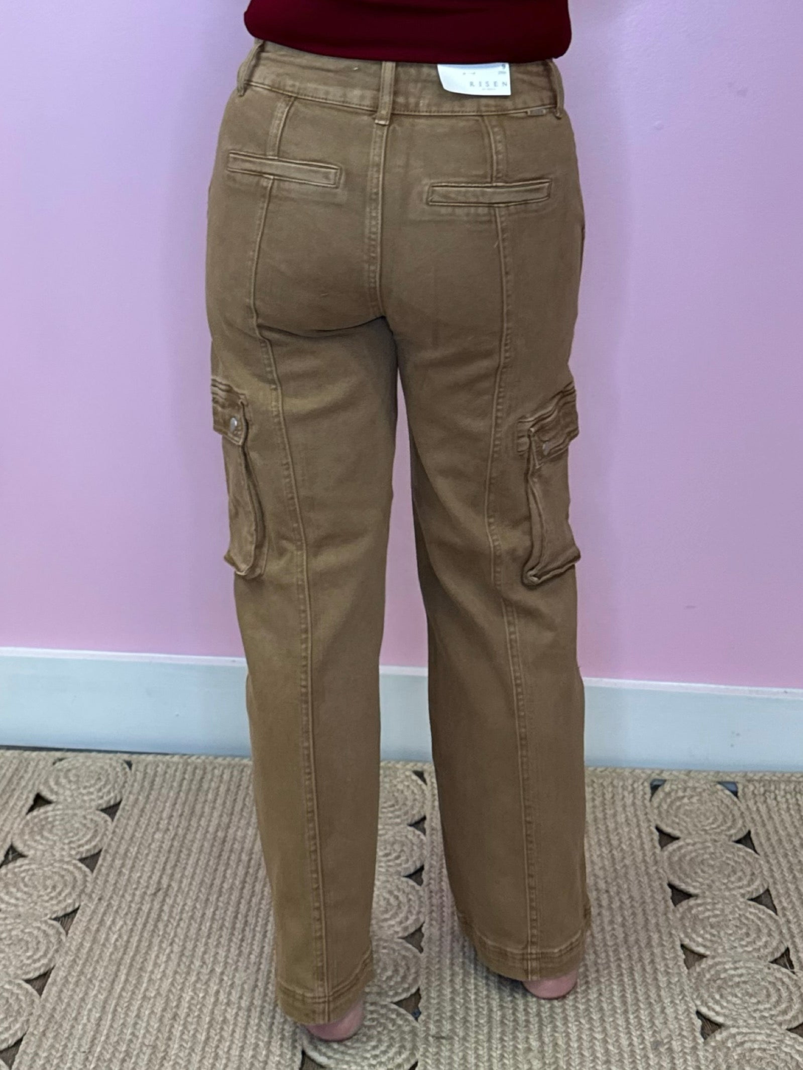 Alexia Cocoa High Rise Ankle Cargo Jeans (Risen) - Jessi Jayne Boutique