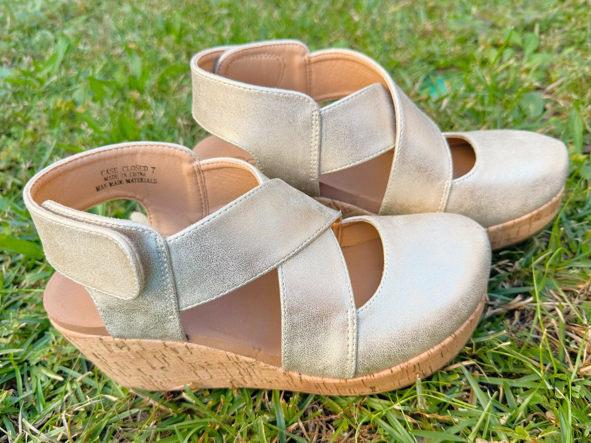 Corky Case Closed Gold Wash Metallic Wedge - Jessi Jayne Boutique