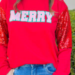 Merry Sequin Sleeve Sweatshirt - Jessi Jayne Boutique