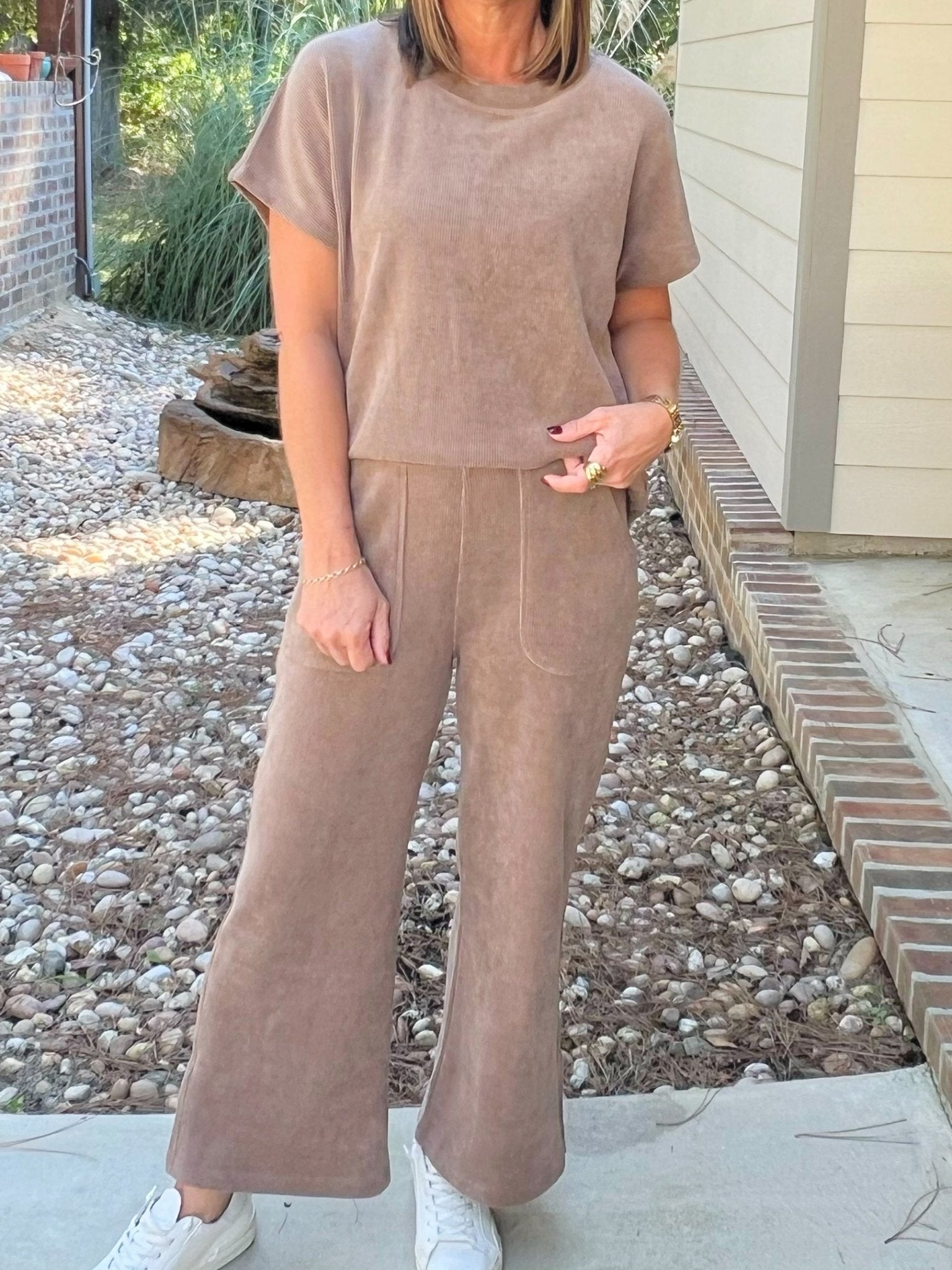 Cozy Cord Short Sleeve Top & Cropped Pant Set - Jessi Jayne Boutique