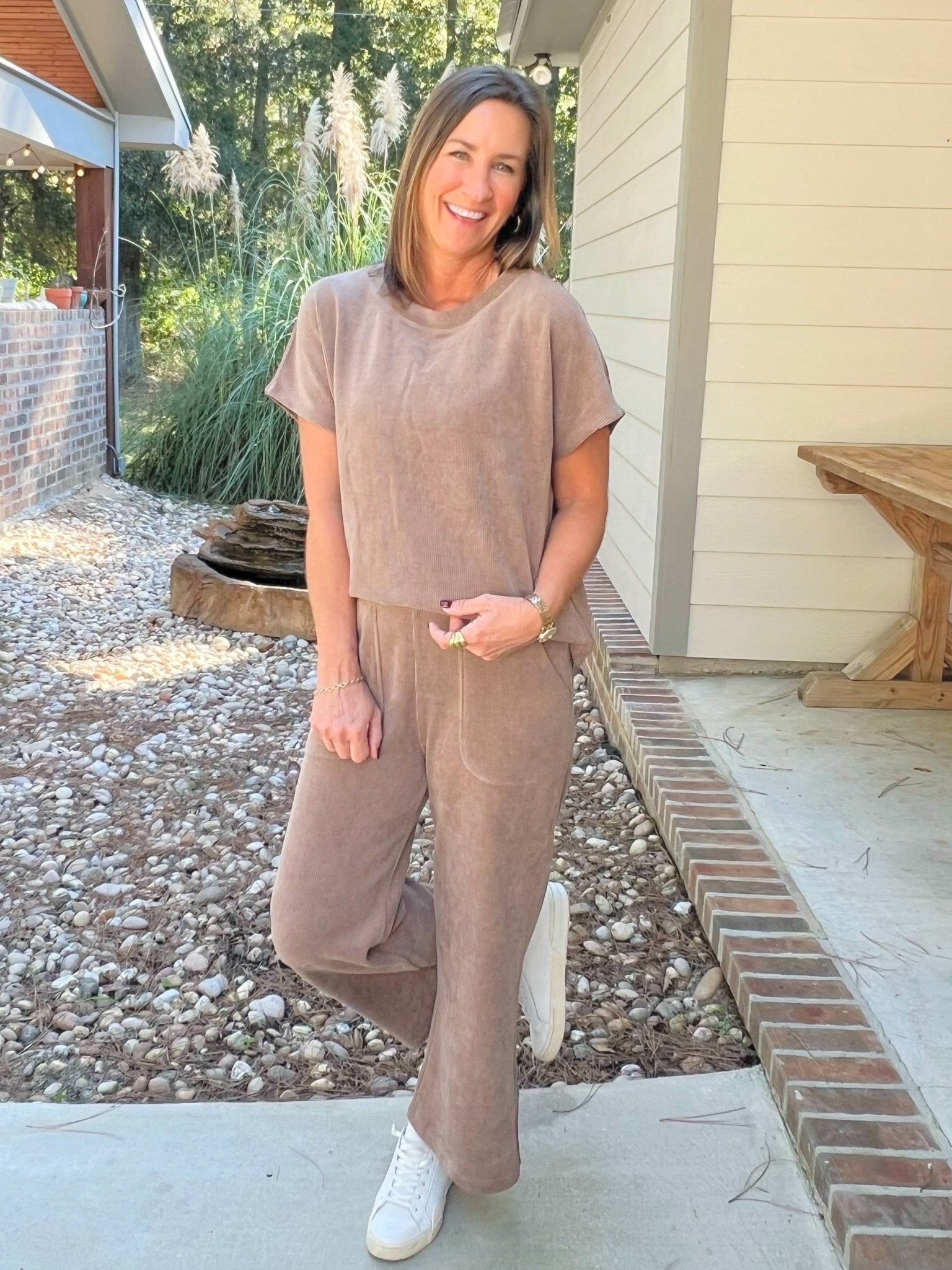 Cozy Cord Short Sleeve Top & Cropped Pant Set - Jessi Jayne Boutique