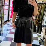 Take Me Black Lurex Mixed Peplum Dress - Jessi Jayne Boutique