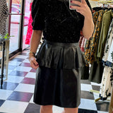 Take Me Black Lurex Mixed Peplum Dress - Jessi Jayne Boutique