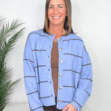 Blue Skies Thin Stripe Button Down Cardigan