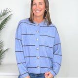 Blue Skies Thin Stripe Button Down Cardigan