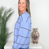 Blue Skies Thin Stripe Button Down Cardigan