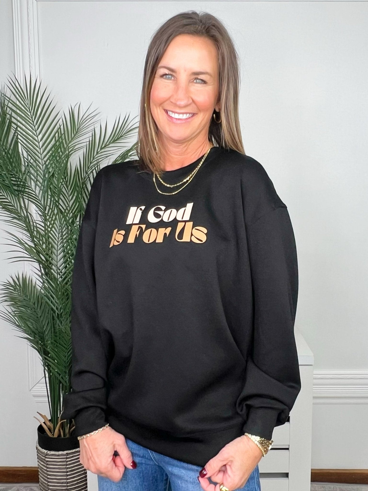 "If God Is For Us" Faith Scuba Sweatshirt - Jessi Jayne Boutique