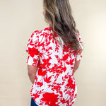 Red Bloom and Bold Ruffle Sleeve Blouse - Jessi Jayne Boutique