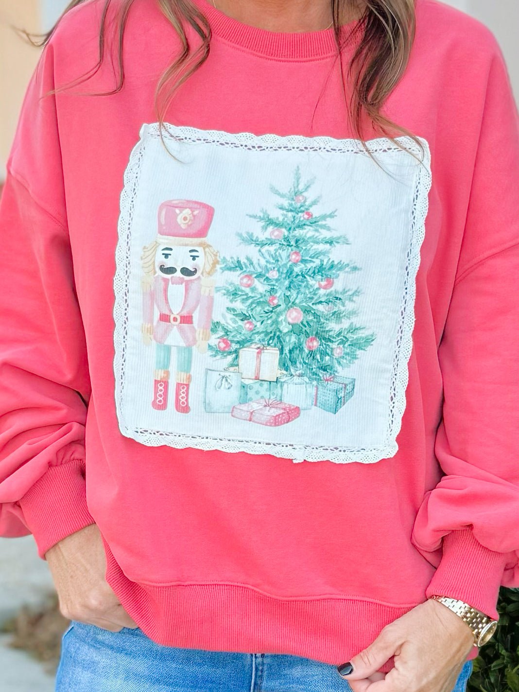 Jolly Nutcracker Lace Sweatshirt - Jessi Jayne Boutique