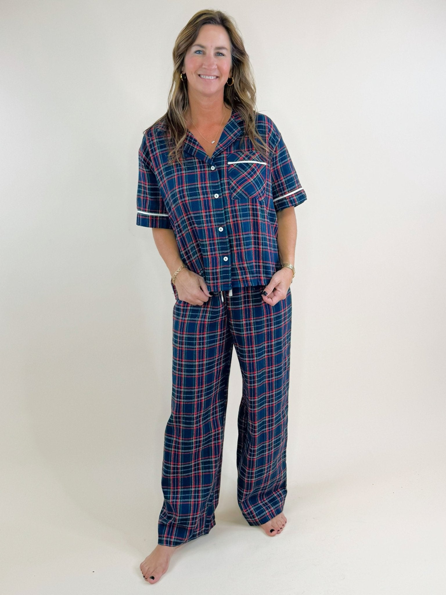 Merry Plaid Pajama Pants Set - Jessi Jayne Boutique