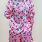 Peppermint Bow Satin Pajama Set - Jessi Jayne Boutique