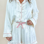 Candy Cane Satin Shorts Pajama Set - Jessi Jayne Boutique