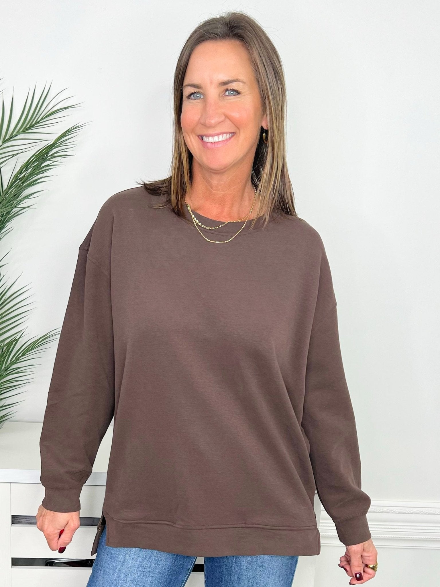 Cozy Morning Cotton Modal Long Sleeve Pocket Pullover - Jessi Jayne Boutique