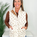 Cottage Bloom Floral Quilted Corduroy Trim Vest - Jessi Jayne Boutique