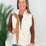 Cottage Bloom Floral Quilted Corduroy Trim Vest - Jessi Jayne Boutique