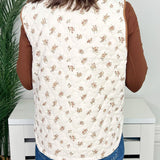 Cottage Bloom Floral Quilted Corduroy Trim Vest - Jessi Jayne Boutique
