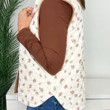 Cottage Bloom Floral Quilted Corduroy Trim Vest - Jessi Jayne Boutique
