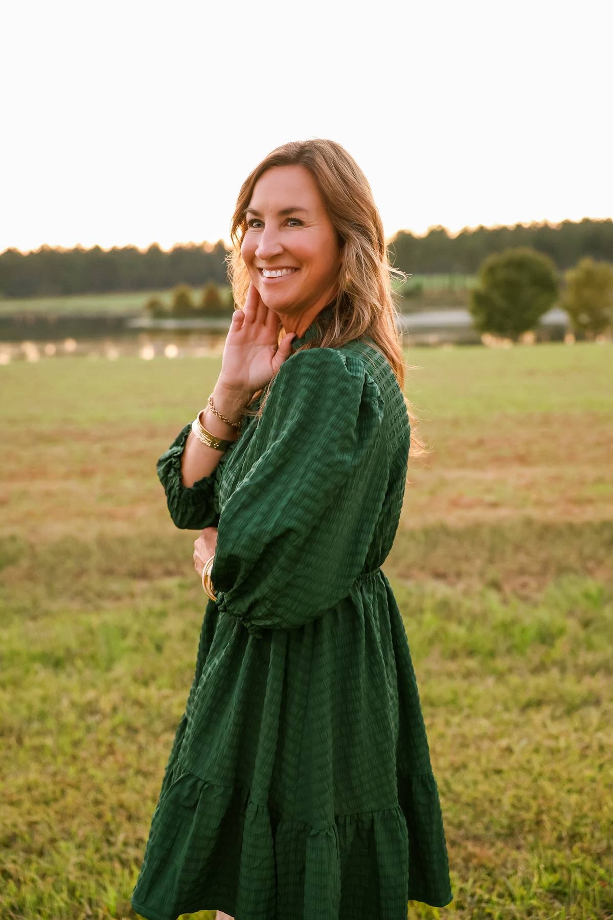 Emerald Ruffle Tiered Dress - Jessi Jayne Boutique