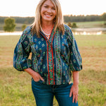 Floral Evergreen Boho Blouse - Jessi Jayne Boutique