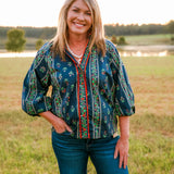 Floral Evergreen Boho Blouse - Jessi Jayne Boutique