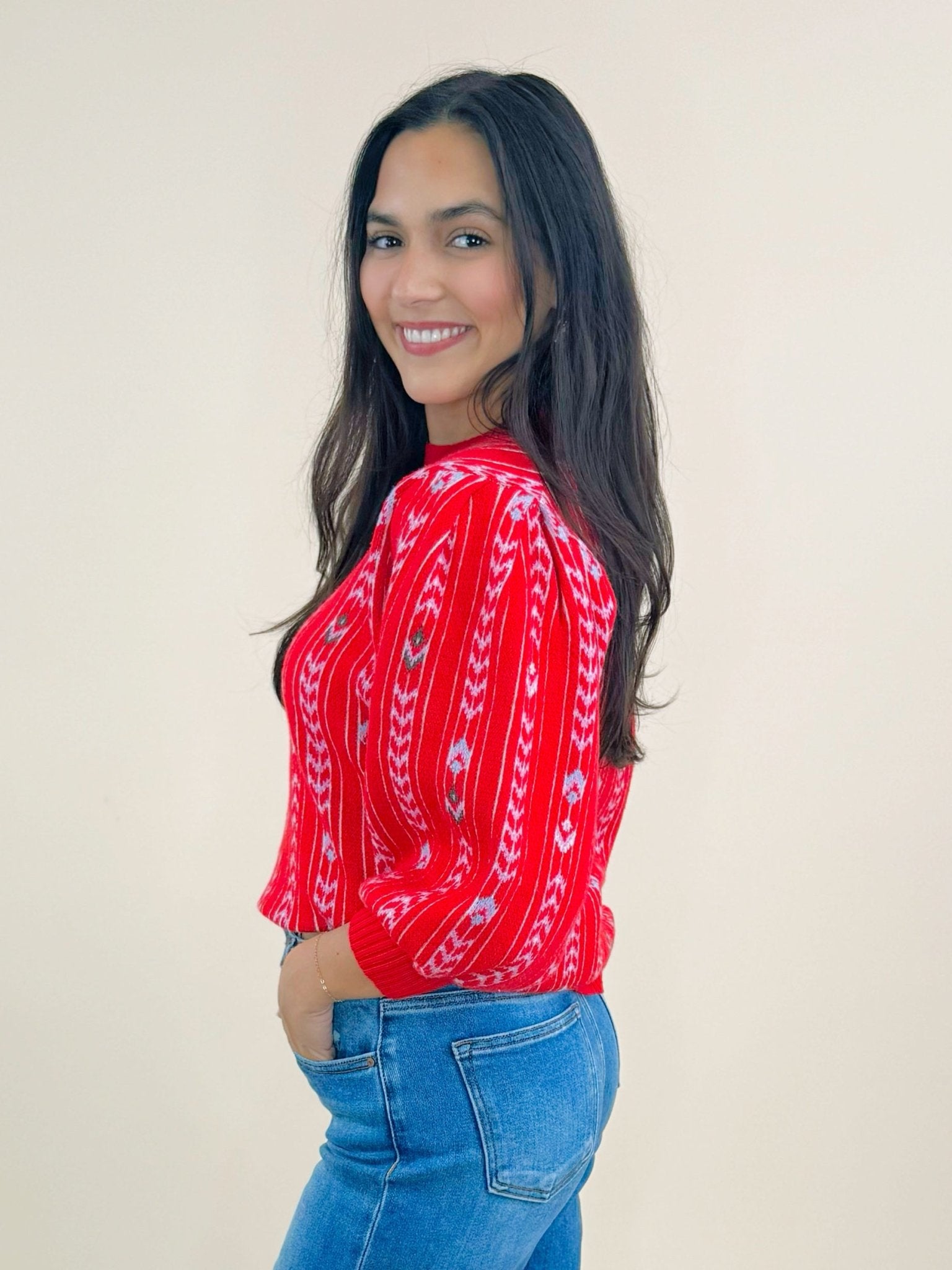 Scarlet Stripe Knit Sweater - Jessi Jayne Boutique