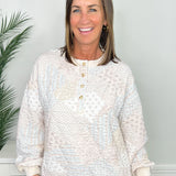 Mix & Match Multi-Pattern Quilted Henley Pullover