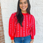 Scarlet Stripe Knit Sweater - Jessi Jayne Boutique