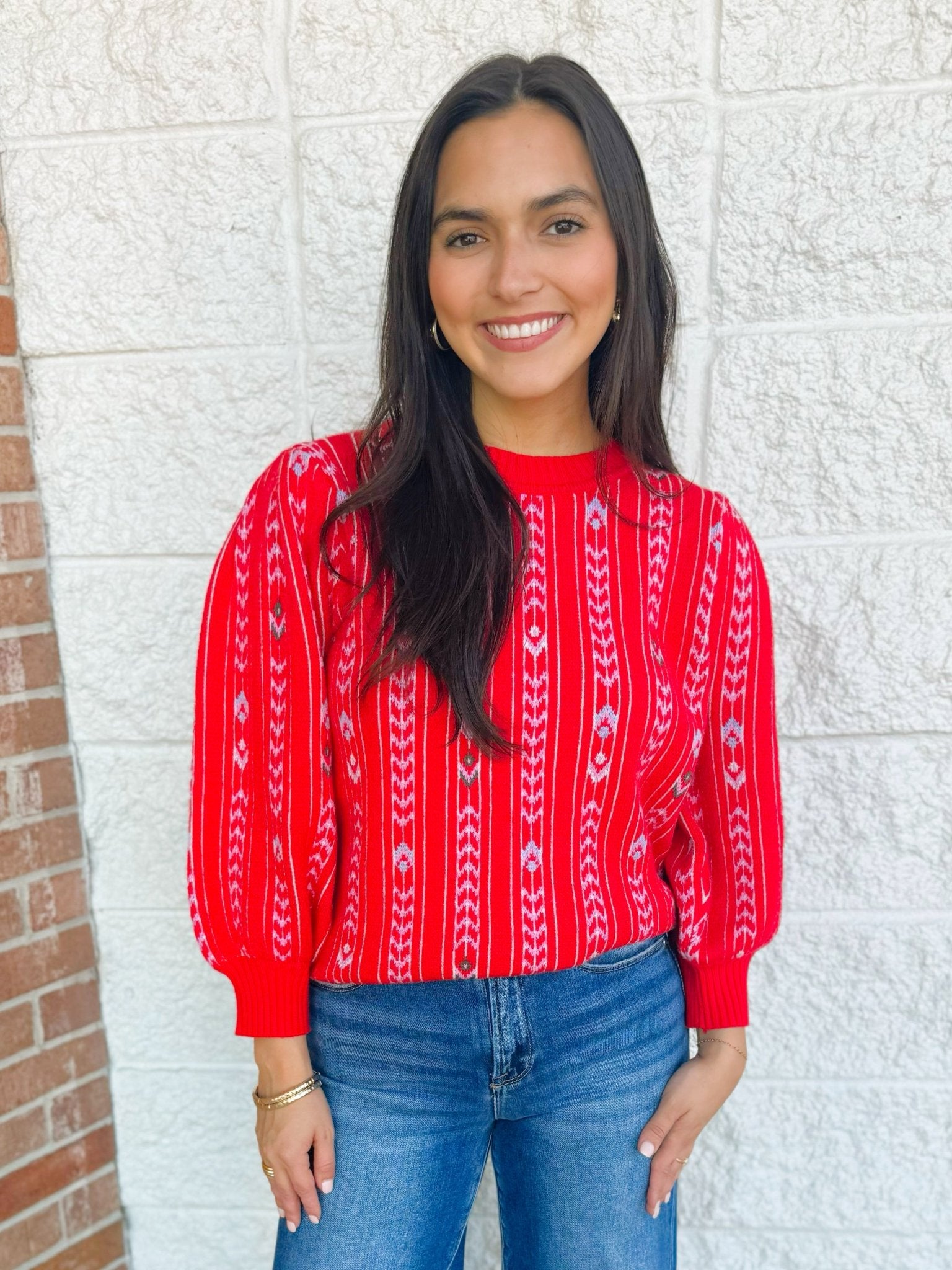 Scarlet Stripe Knit Sweater - Jessi Jayne Boutique