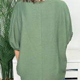 Olive Branch Leopard Trim Dolman Top