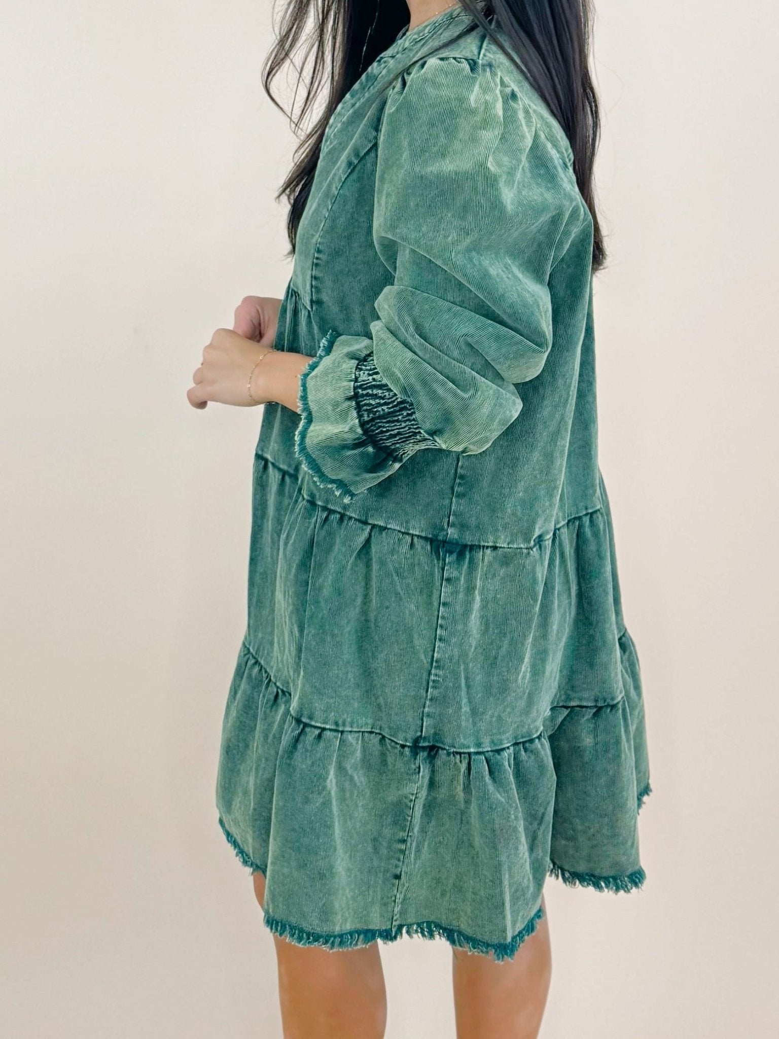 Evergreen Charm Tiered Mini Dress - Jessi Jayne Boutique