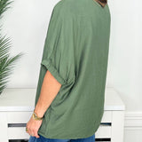 Olive Branch Leopard Trim Dolman Top