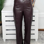 Chocolate Truffle Faux Leather Wide-Leg Pants - Jessi Jayne Boutique