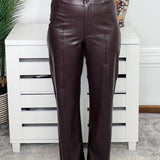 Chocolate Truffle Faux Leather Wide-Leg Pants - Jessi Jayne Boutique