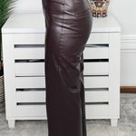 Chocolate Truffle Faux Leather Wide-Leg Pants - Jessi Jayne Boutique