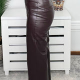 Chocolate Truffle Faux Leather Wide-Leg Pants - Jessi Jayne Boutique