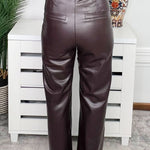 Chocolate Truffle Faux Leather Wide-Leg Pants - Jessi Jayne Boutique