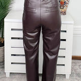 Chocolate Truffle Faux Leather Wide-Leg Pants - Jessi Jayne Boutique