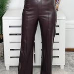 Chocolate Truffle Faux Leather Wide-Leg Pants - Jessi Jayne Boutique