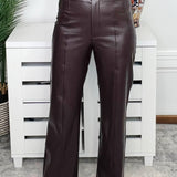 Chocolate Truffle Faux Leather Wide-Leg Pants - Jessi Jayne Boutique