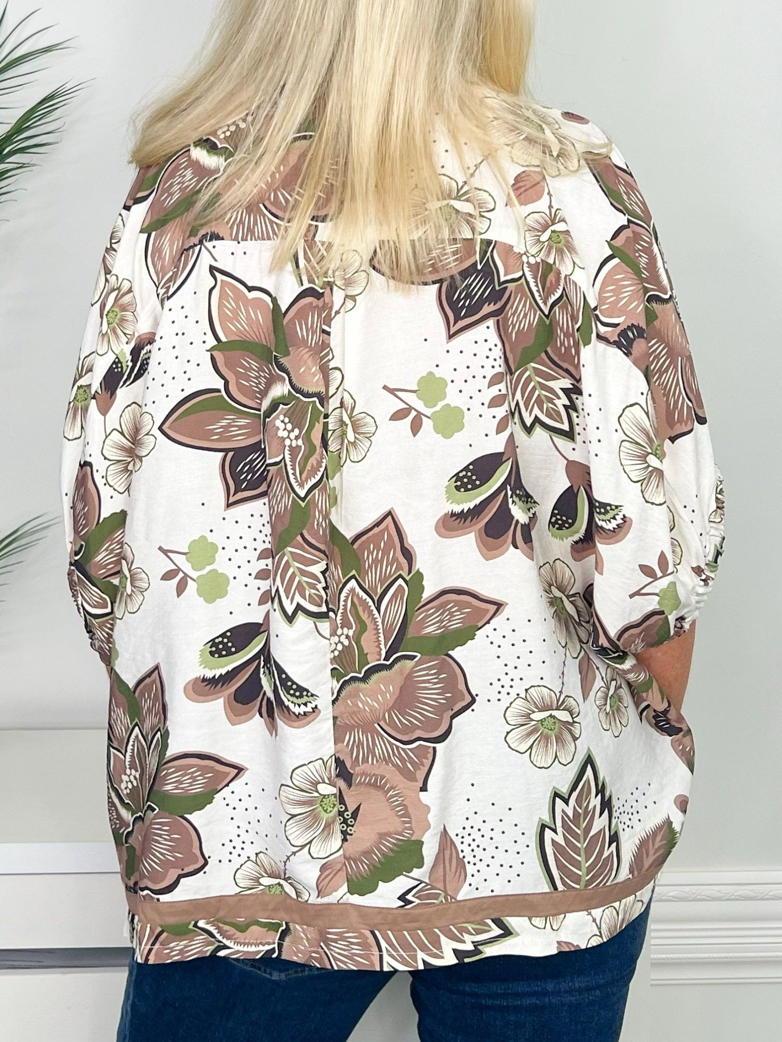 Mocha Garden Floral Oversized Dolman Top - Jessi Jayne Boutique