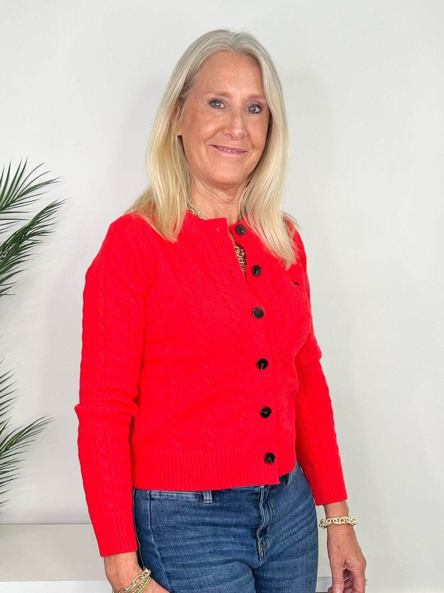 Giddy Up Red Horse Cable Knit Cardigan - Jessi Jayne Boutique