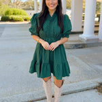 Emerald Ruffle Tiered Dress - Jessi Jayne Boutique