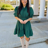 Emerald Ruffle Tiered Dress - Jessi Jayne Boutique