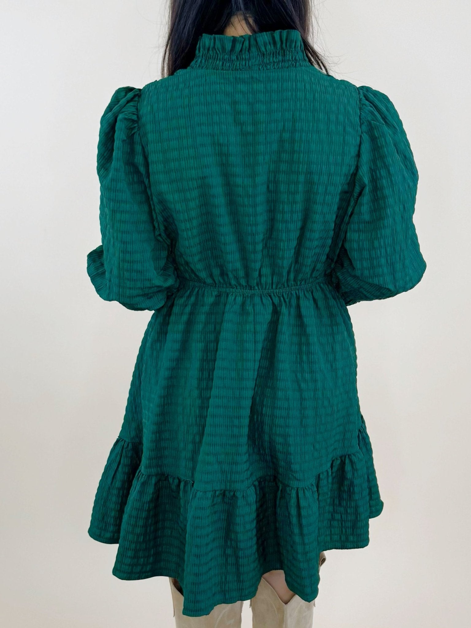 Emerald Ruffle Tiered Dress - Jessi Jayne Boutique