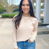 Soft Whisper Oatmeal Waffle Knit Top - Jessi Jayne Boutique