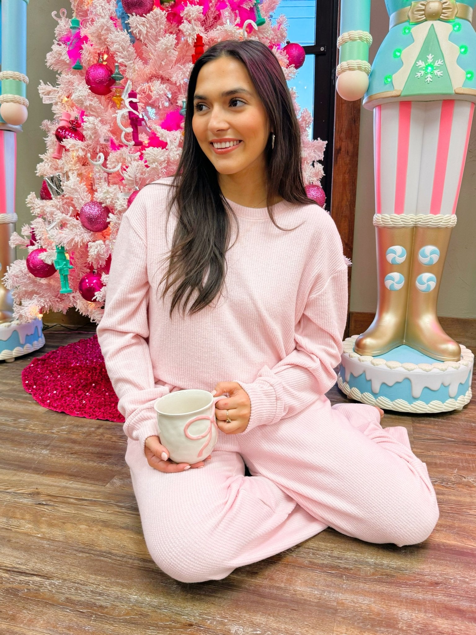 Blush Break Waffle Lounge Set - Jessi Jayne Boutique